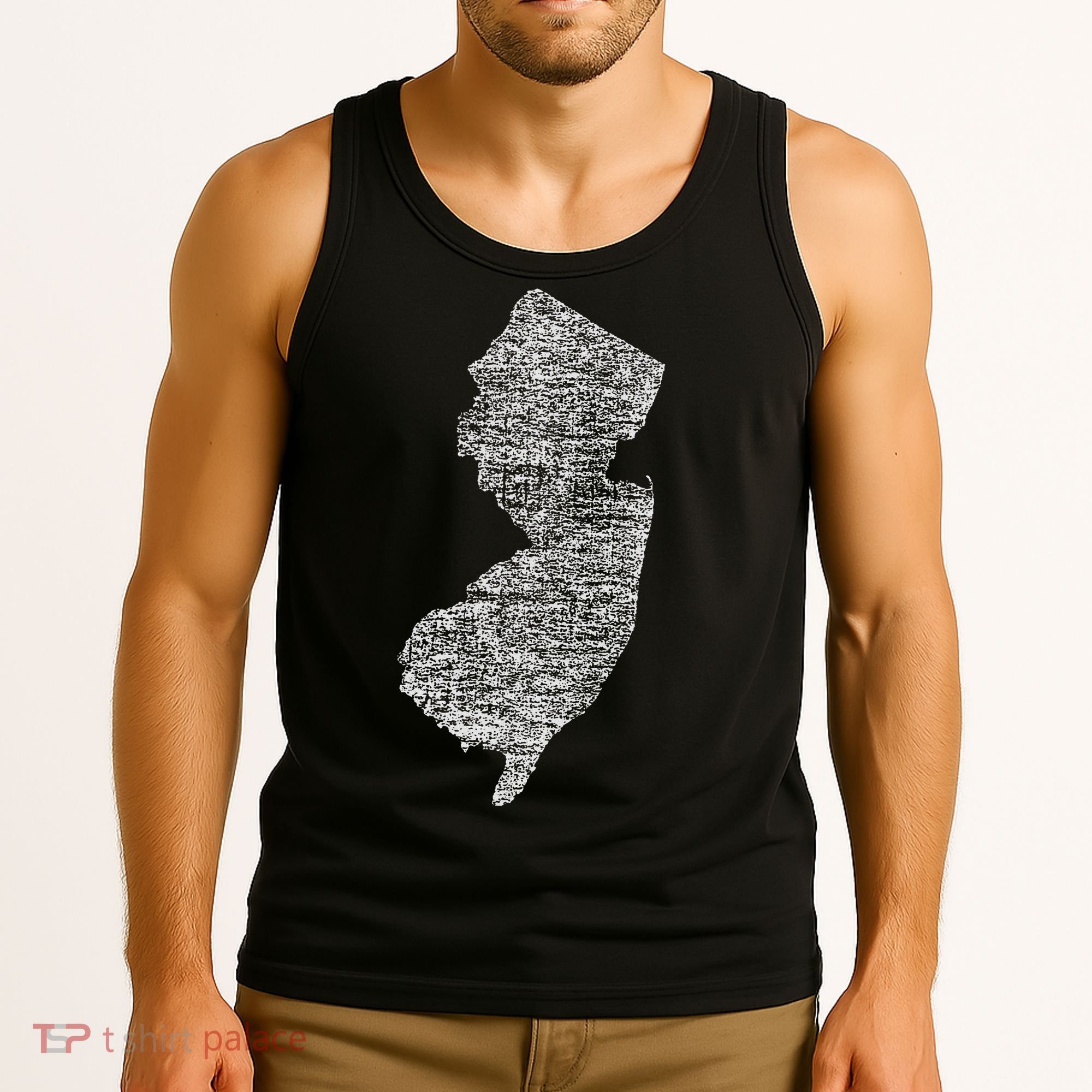 Faded White New Jersey State Tank Top