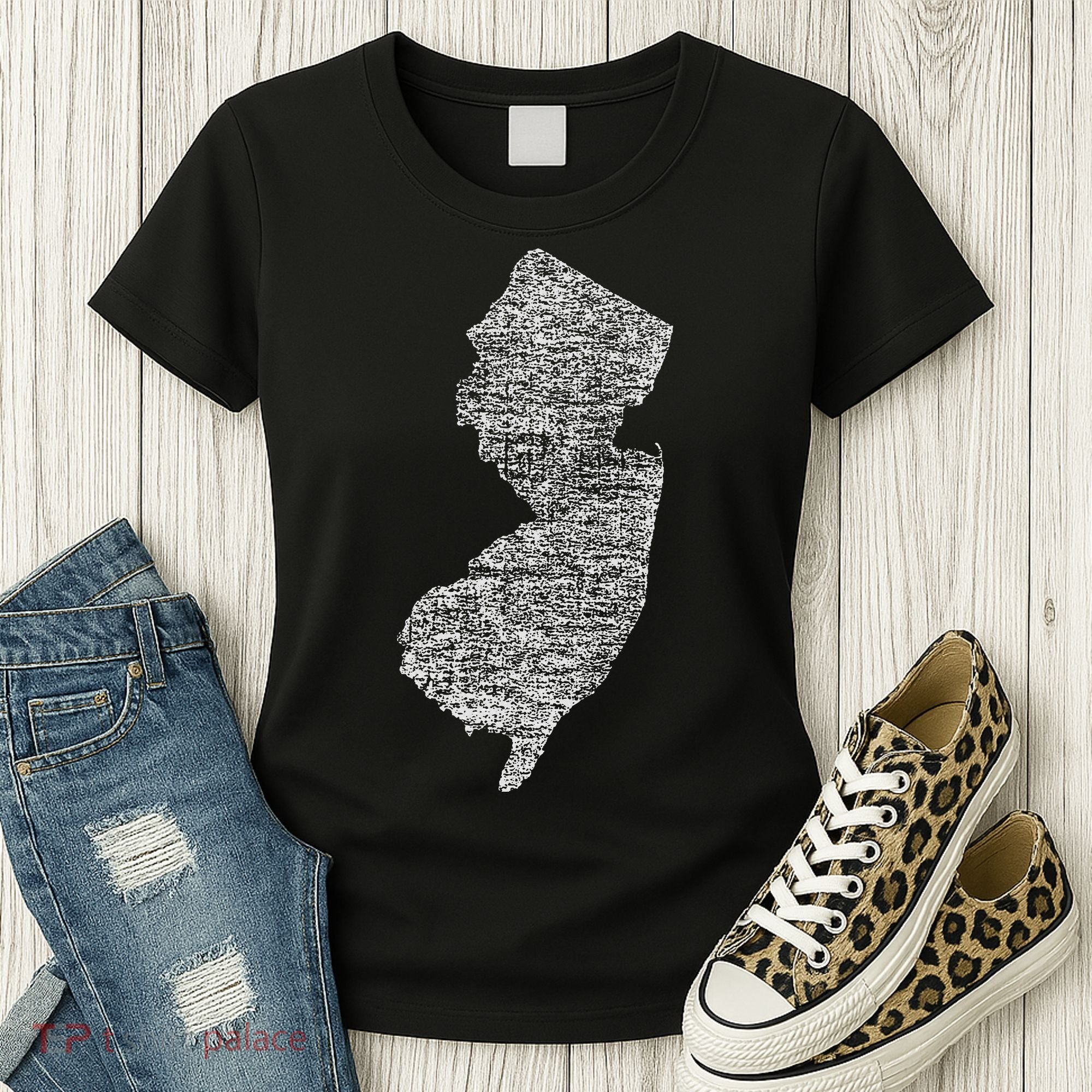 Faded White New Jersey State Women's T-Shirt