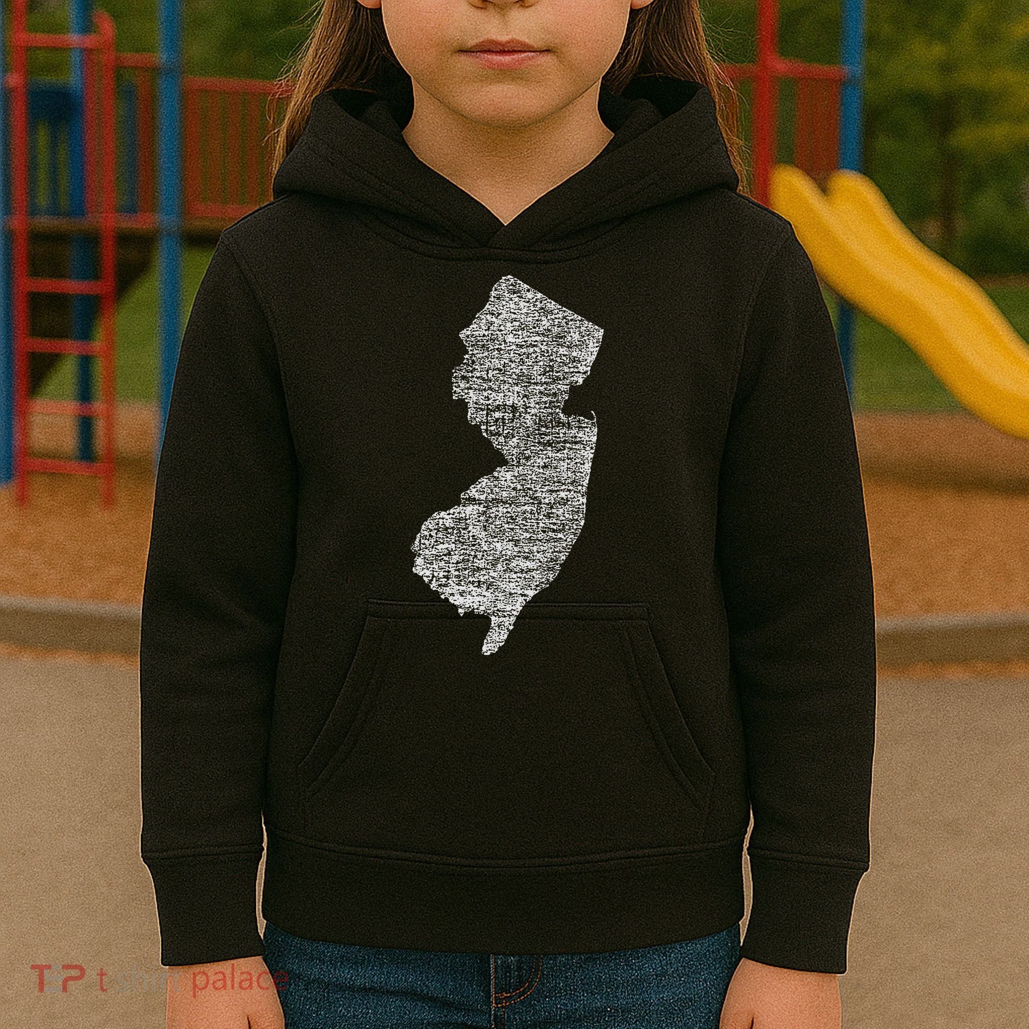 Faded White New Jersey State Kids Hoodie