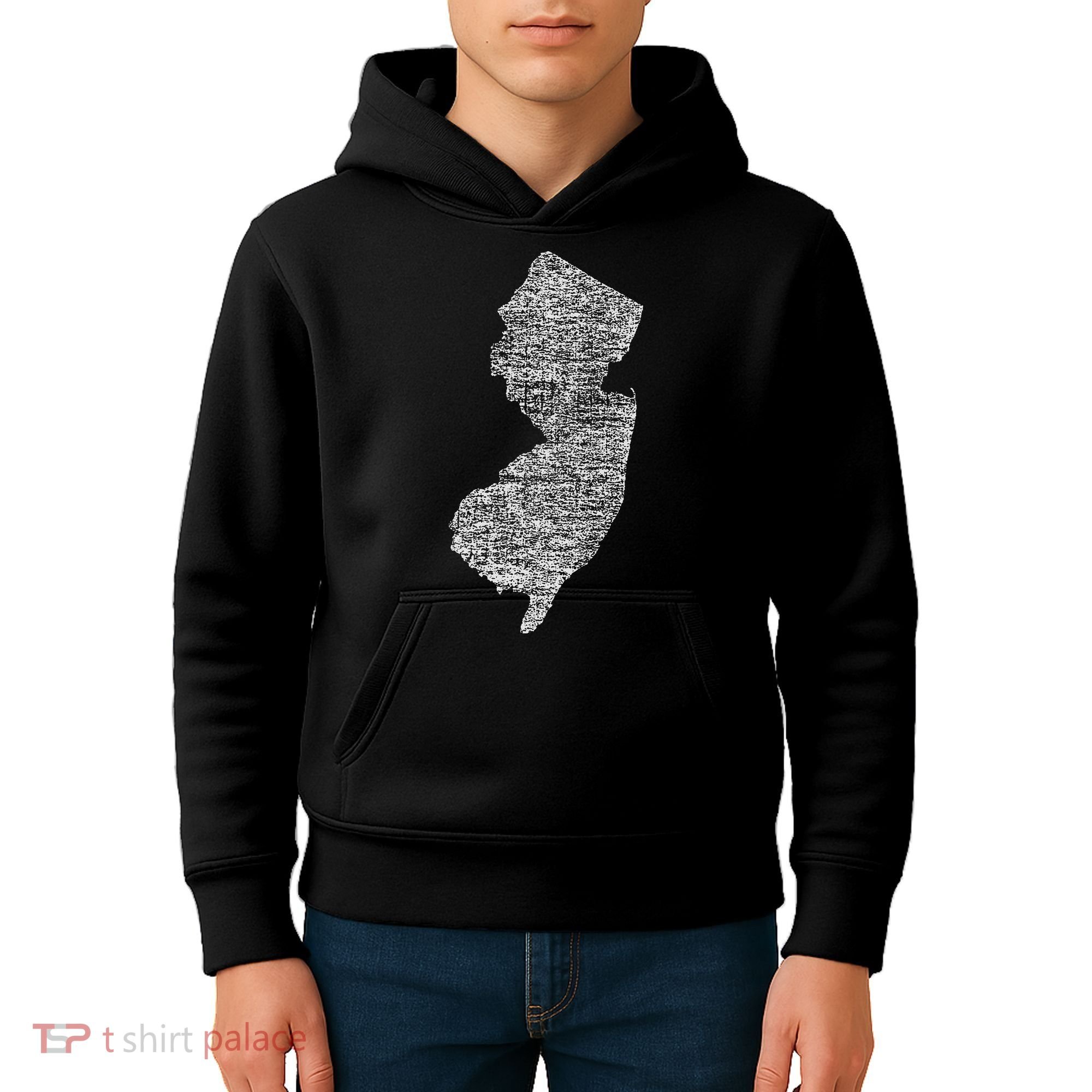 Faded White New Jersey State Kids Hoodie