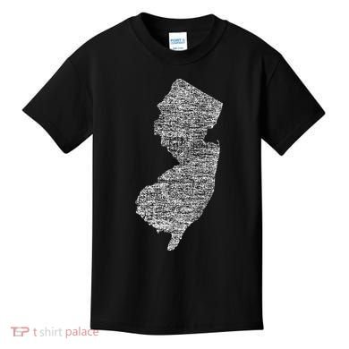 Faded White New Jersey State Kids T-Shirt