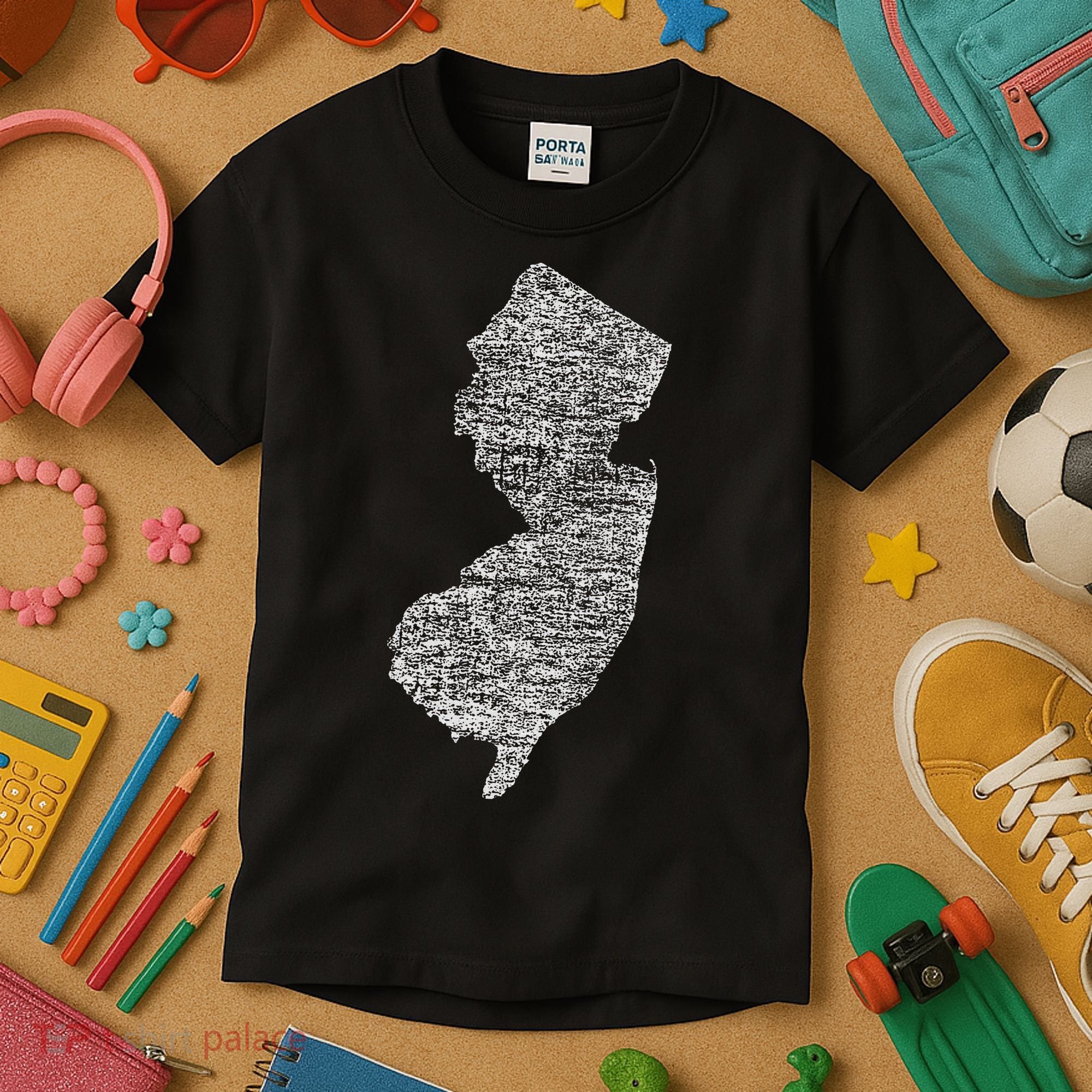 Faded White New Jersey State Kids T-Shirt