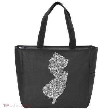 Faded White New Jersey State Tote Bag