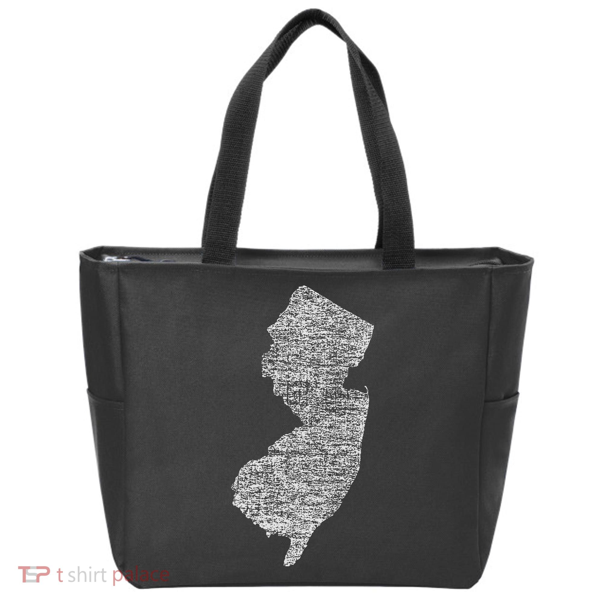 Faded White New Jersey State Tote Bag