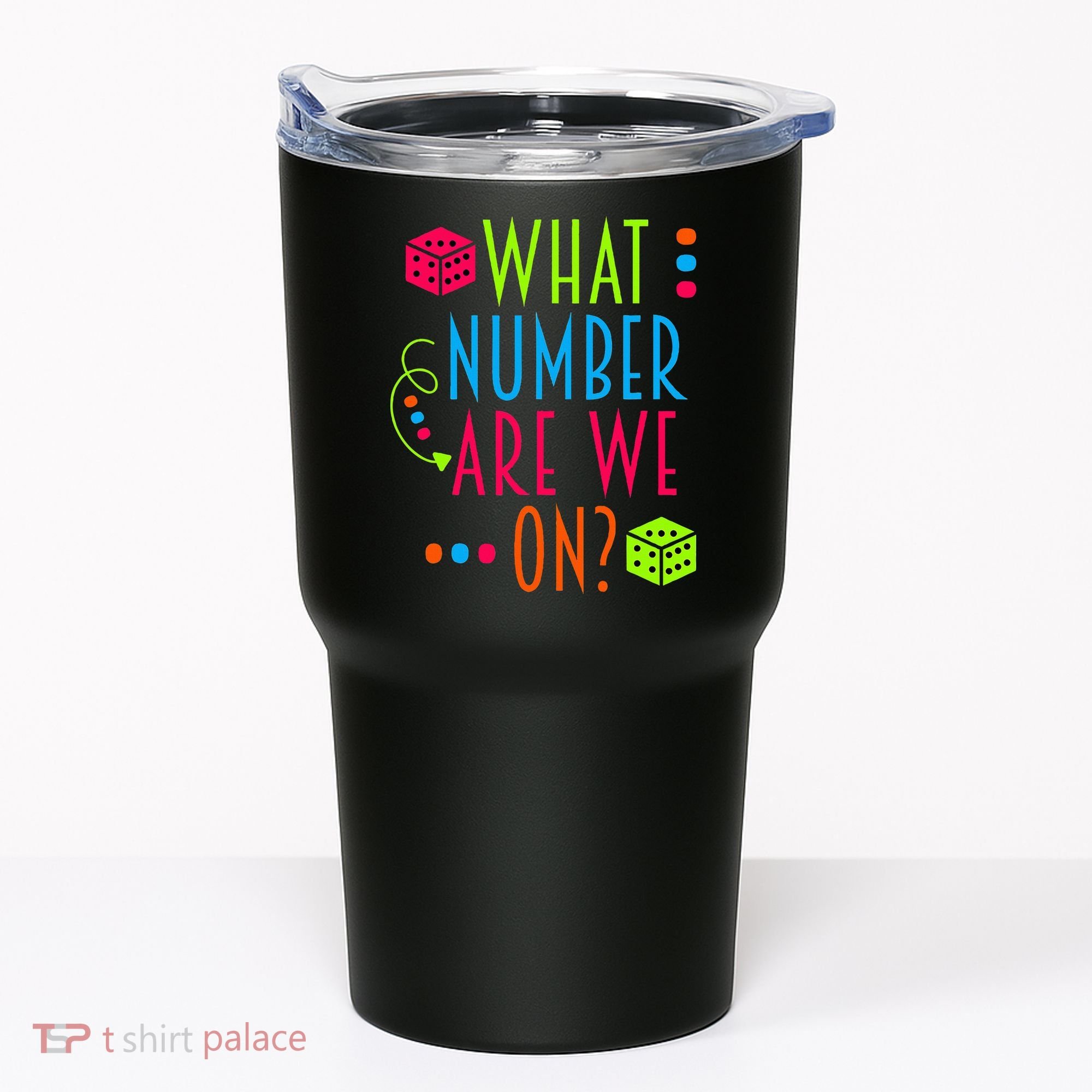 Funny What Number Are We On Bunco Dice Game Night Player Tumbler
