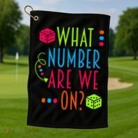 Funny What Number Are We On Bunco Dice Game Night Player Golf Towel thumb 1