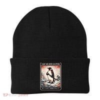Flight Was Never An Option Funny Peguin Meme Beanie thumb 0