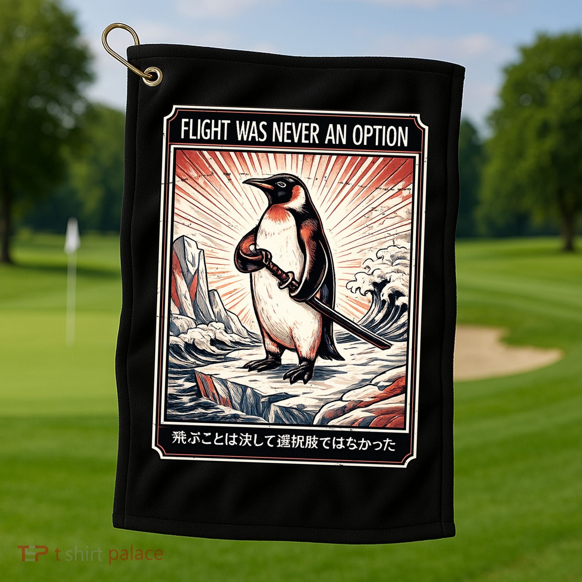 Flight Was Never An Option Funny Peguin Meme Golf Towel