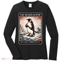 Flight Was Never An Option Funny Peguin Meme Women's Long Sleeve Shirt thumb 0