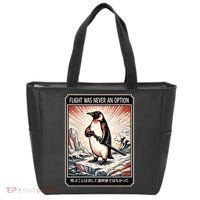 Flight Was Never An Option Funny Peguin Meme Tote Bag thumb 0