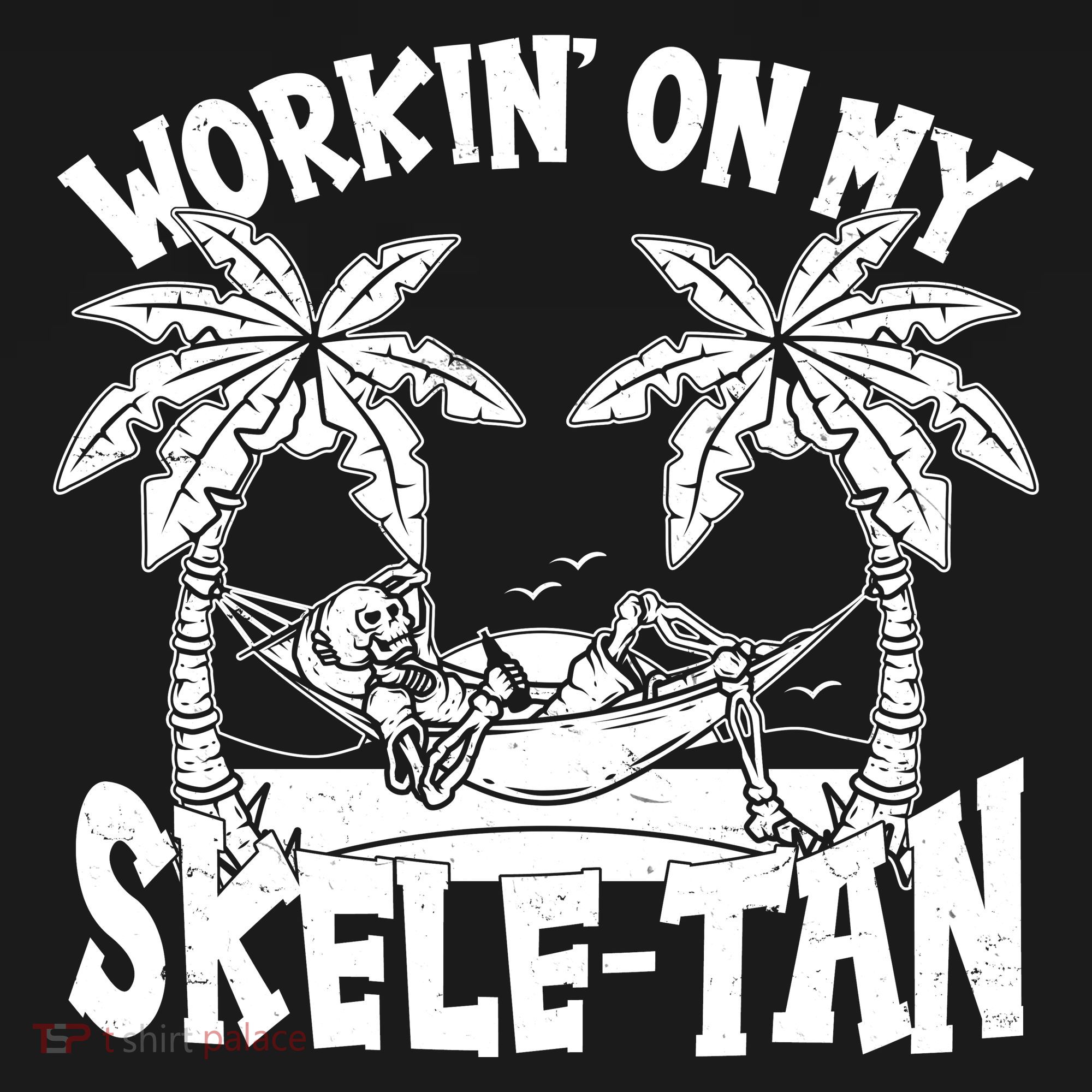 Funny Workin On My Skele Tan Vacation Skeleton Doggie Tank