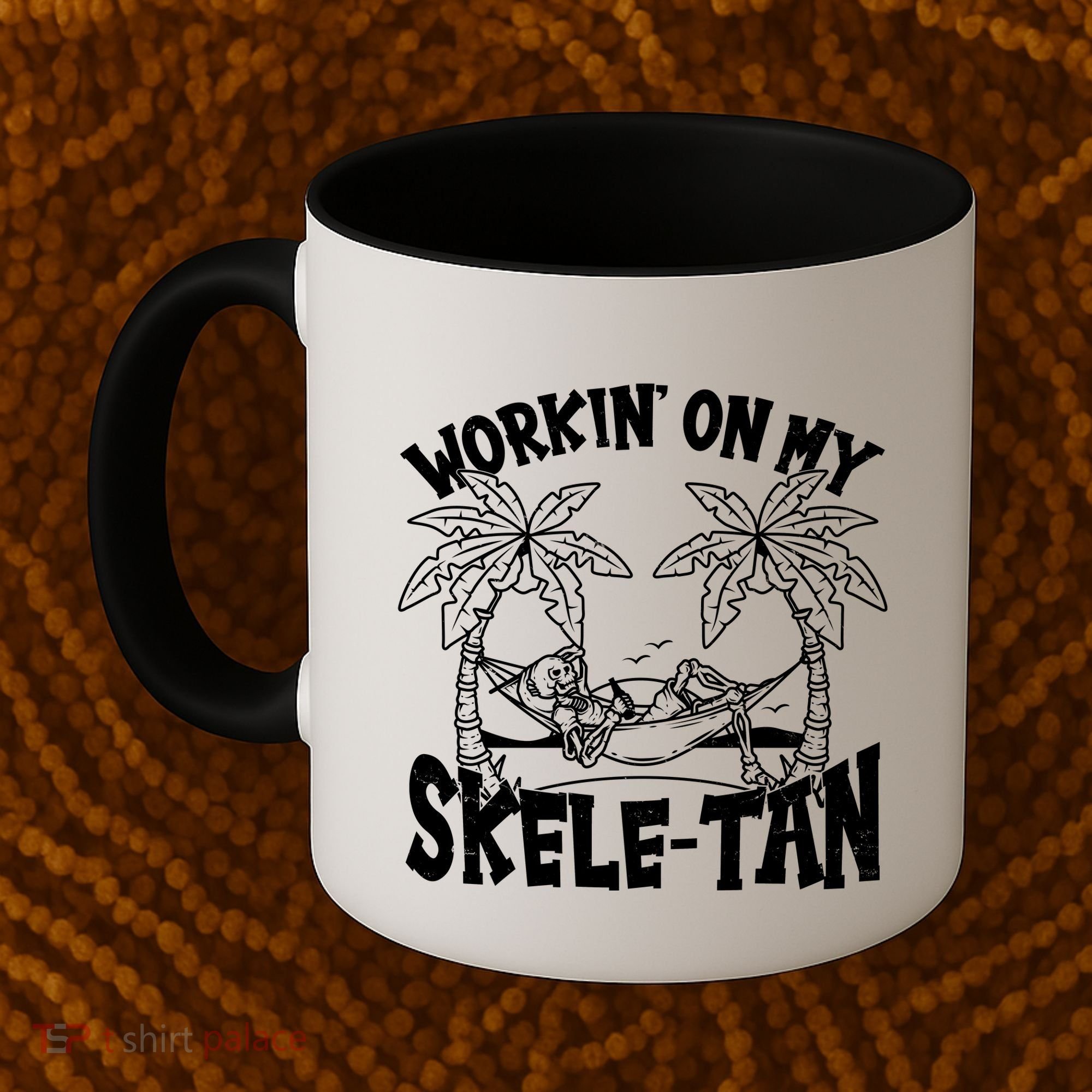 Funny Workin On My Skele Tan Vacation Skeleton Coffee Mug