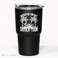 Funny Workin On My Skele Tan Vacation Skeleton Tumbler thumb 0
