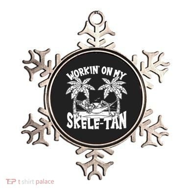 Funny Workin On My Skele Tan Vacation Skeleton Ornament