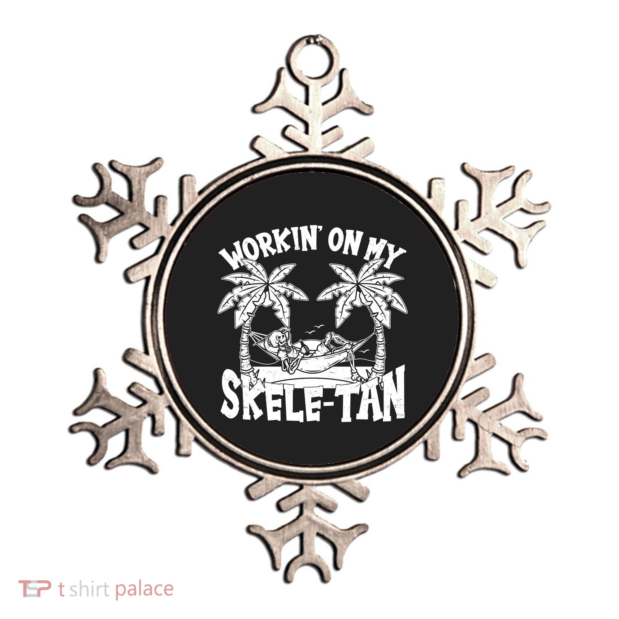 Funny Workin On My Skele Tan Vacation Skeleton Ornament