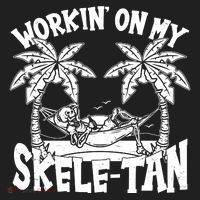 Funny Workin On My Skele Tan Vacation Skeleton Hat thumb 2