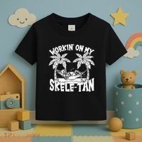 Funny Workin On My Skele Tan Vacation Skeleton Toddler T-Shirt thumb 3
