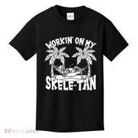Funny Workin On My Skele Tan Vacation Skeleton Kids T-Shirt thumb 0