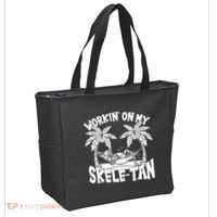 Funny Workin On My Skele Tan Vacation Skeleton Tote Bag thumb 2
