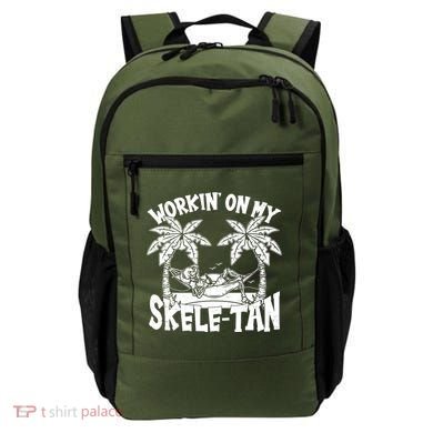 Funny Workin On My Skele Tan Vacation Skeleton Backpack