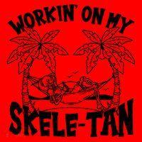 Funny Workin On My Skele Tan Vacation Skeleton Santa Hat thumb 1