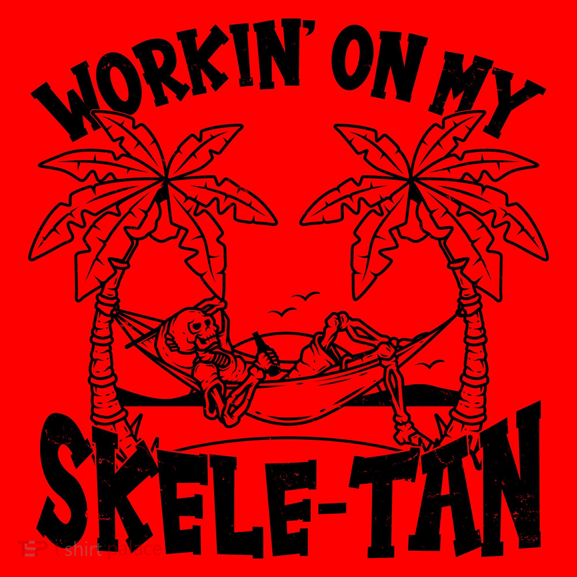 Funny Workin On My Skele Tan Vacation Skeleton Santa Hat