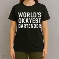 Funny Worlds Okayest Bartender Barmaid Barkeeper Men Women T-Shirt thumb 4