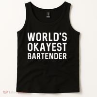 Funny Worlds Okayest Bartender Barmaid Barkeeper Men Women Tank Top thumb 2
