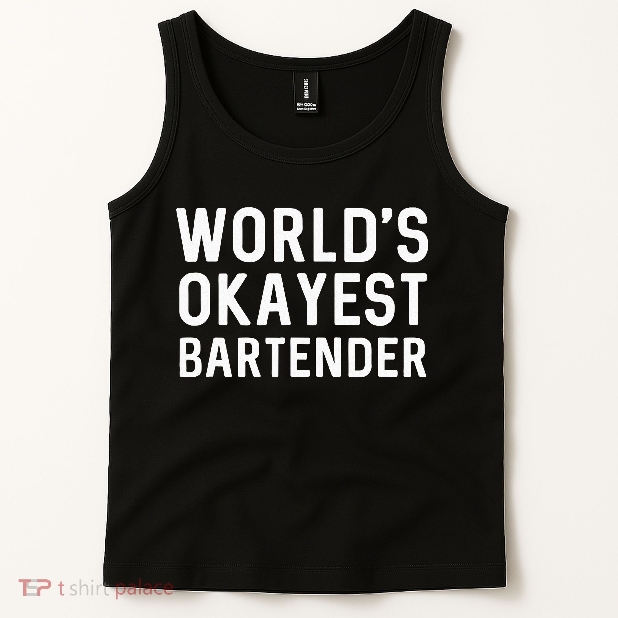 Funny Worlds Okayest Bartender Barmaid Barkeeper Men Women Tank Top