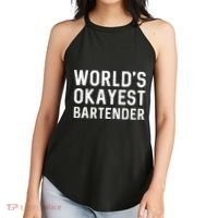 Funny Worlds Okayest Bartender Barmaid Barkeeper Men Women Women's Perfect Tri Rocker Tank thumb 2