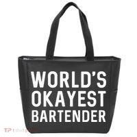 Funny Worlds Okayest Bartender Barmaid Barkeeper Men Women Tote Bag thumb 0