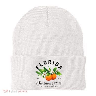 Florida Watercolor Orange Blossoms Beanie