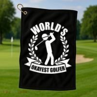 Funny Worlds Okayest Golfer Golf Towel thumb 1