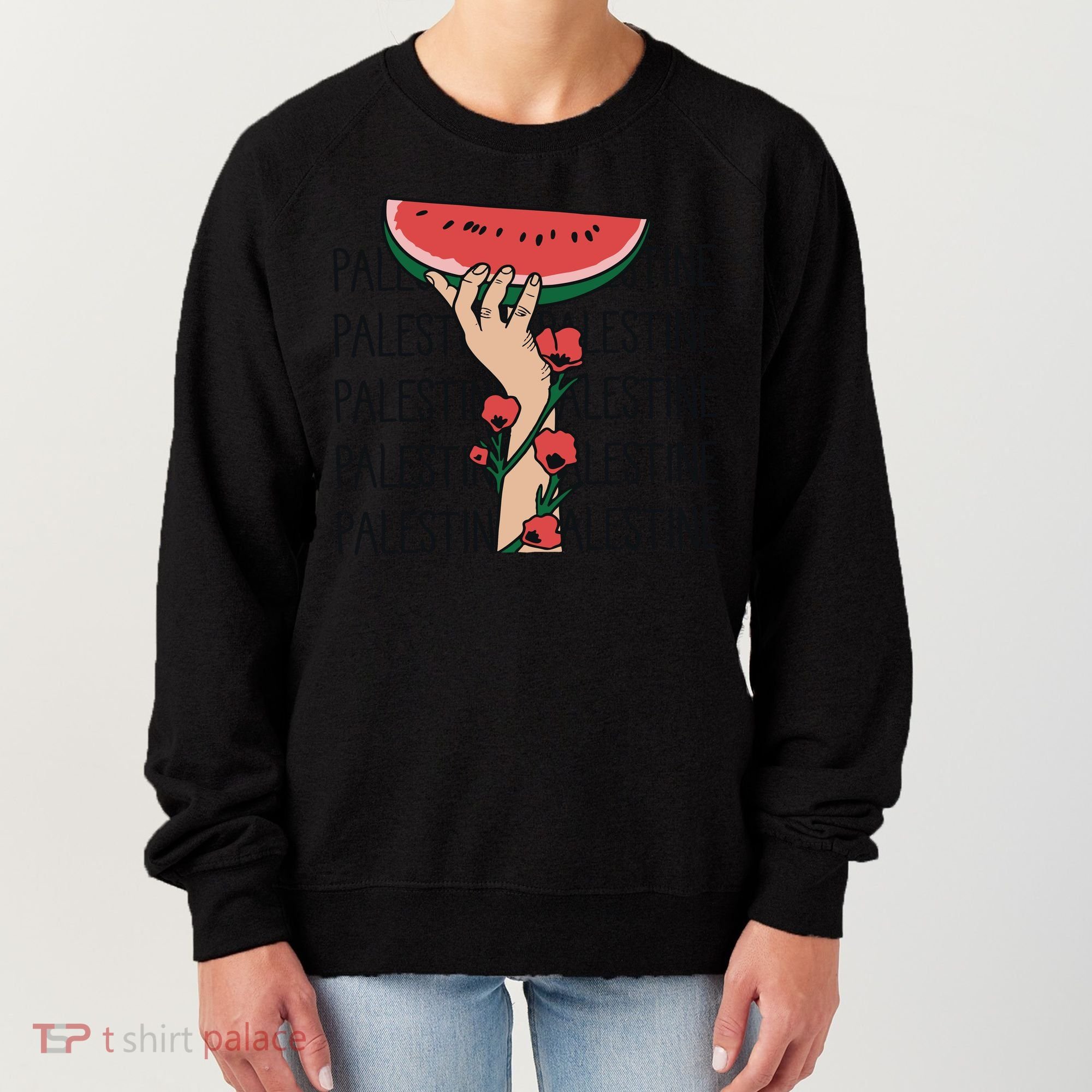 Floral Watermelon Palestine Watermelon Women's Sweatshirt
