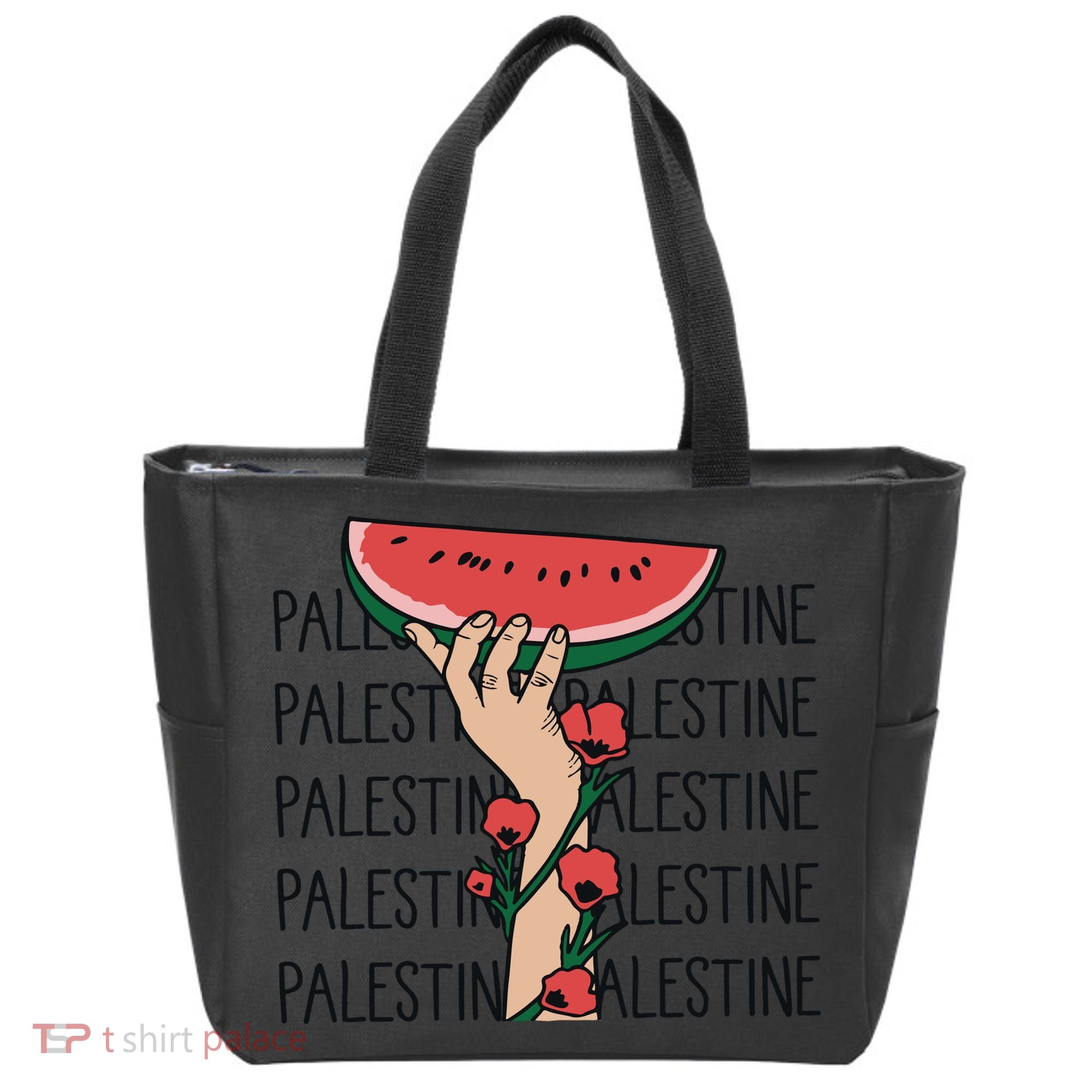 Floral Watermelon Palestine Watermelon Tote Bag