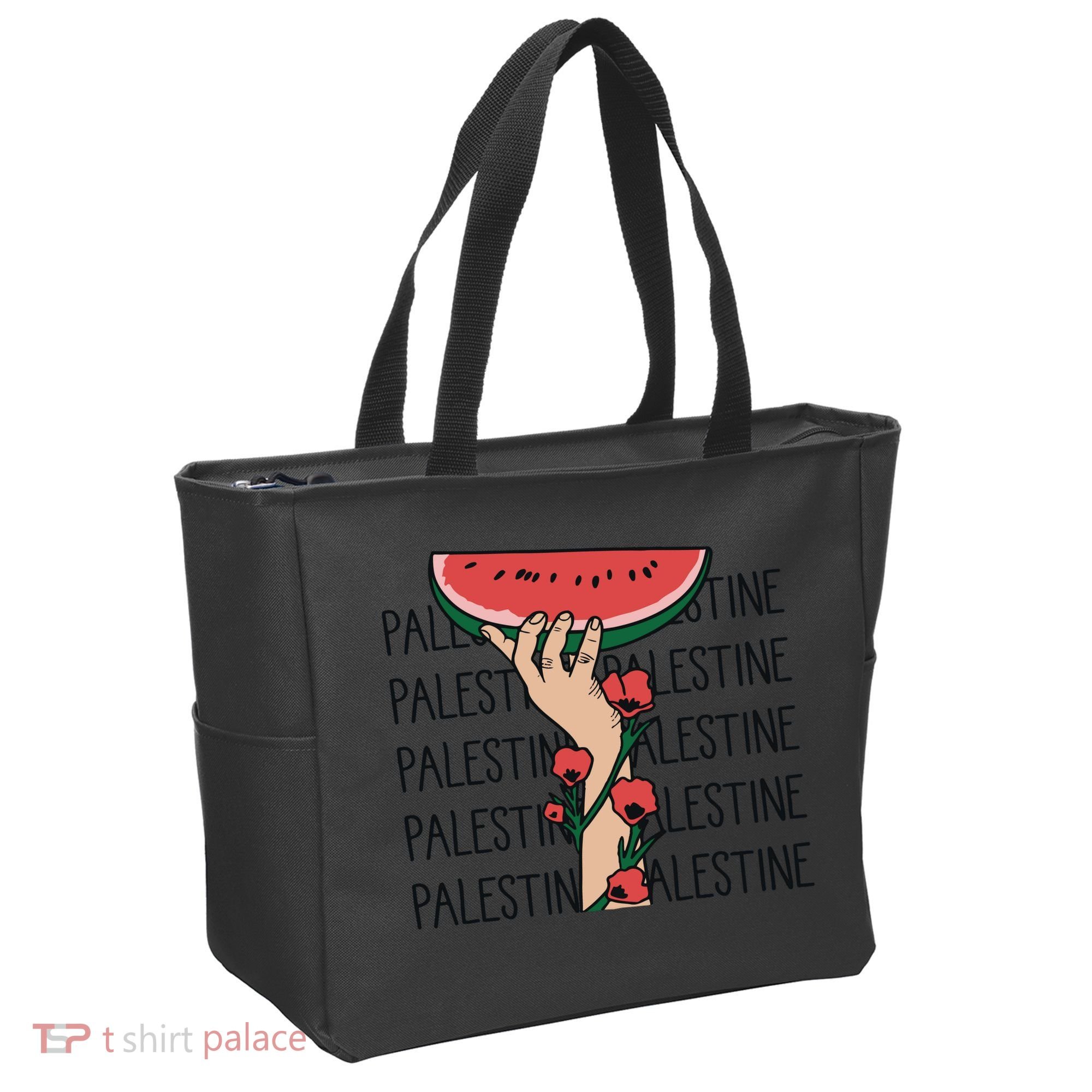 Floral Watermelon Palestine Watermelon Tote Bag