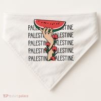 Floral Watermelon Palestine Watermelon USA-Made Doggie Bandana thumb 0