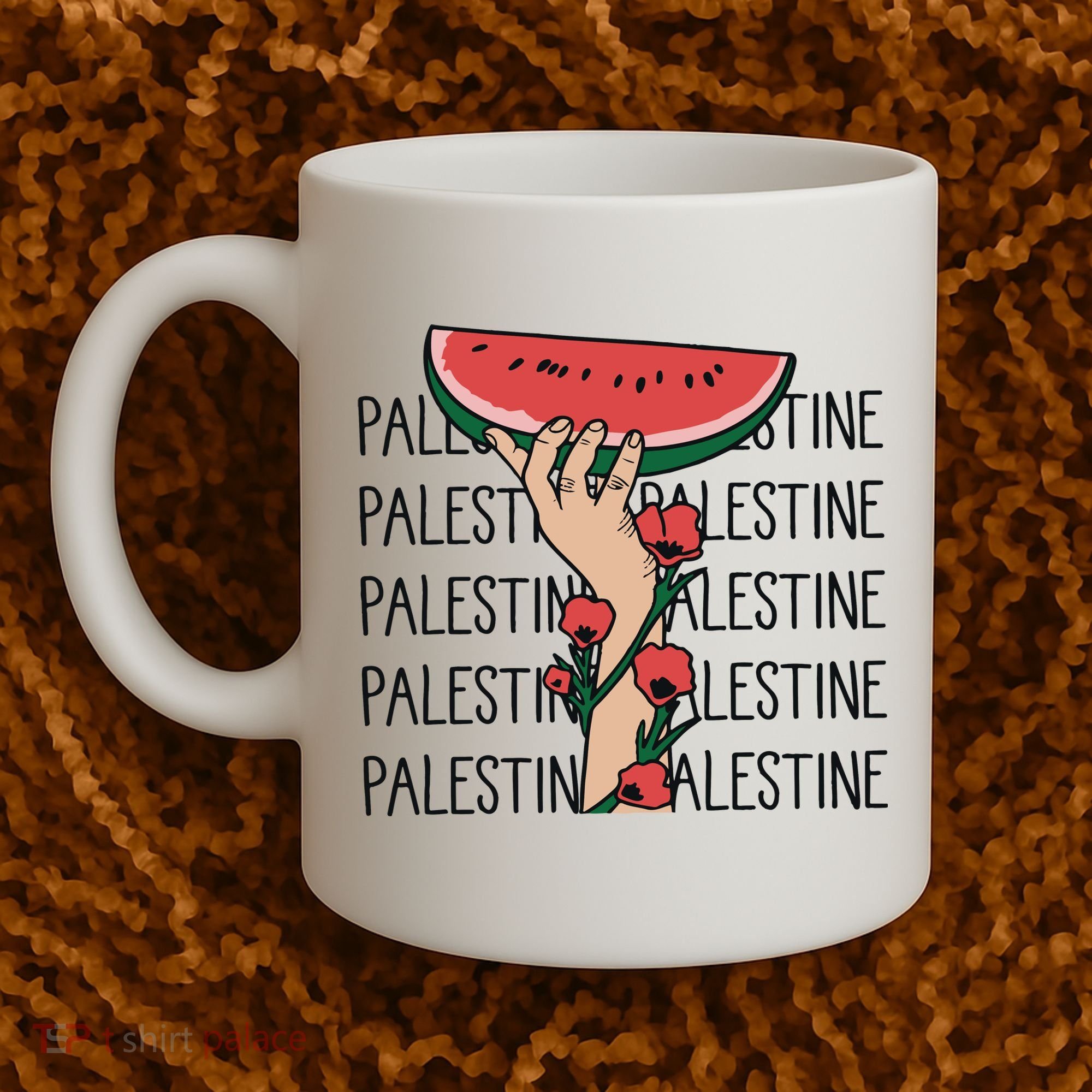 Floral Watermelon Palestine Watermelon Coffee Mug