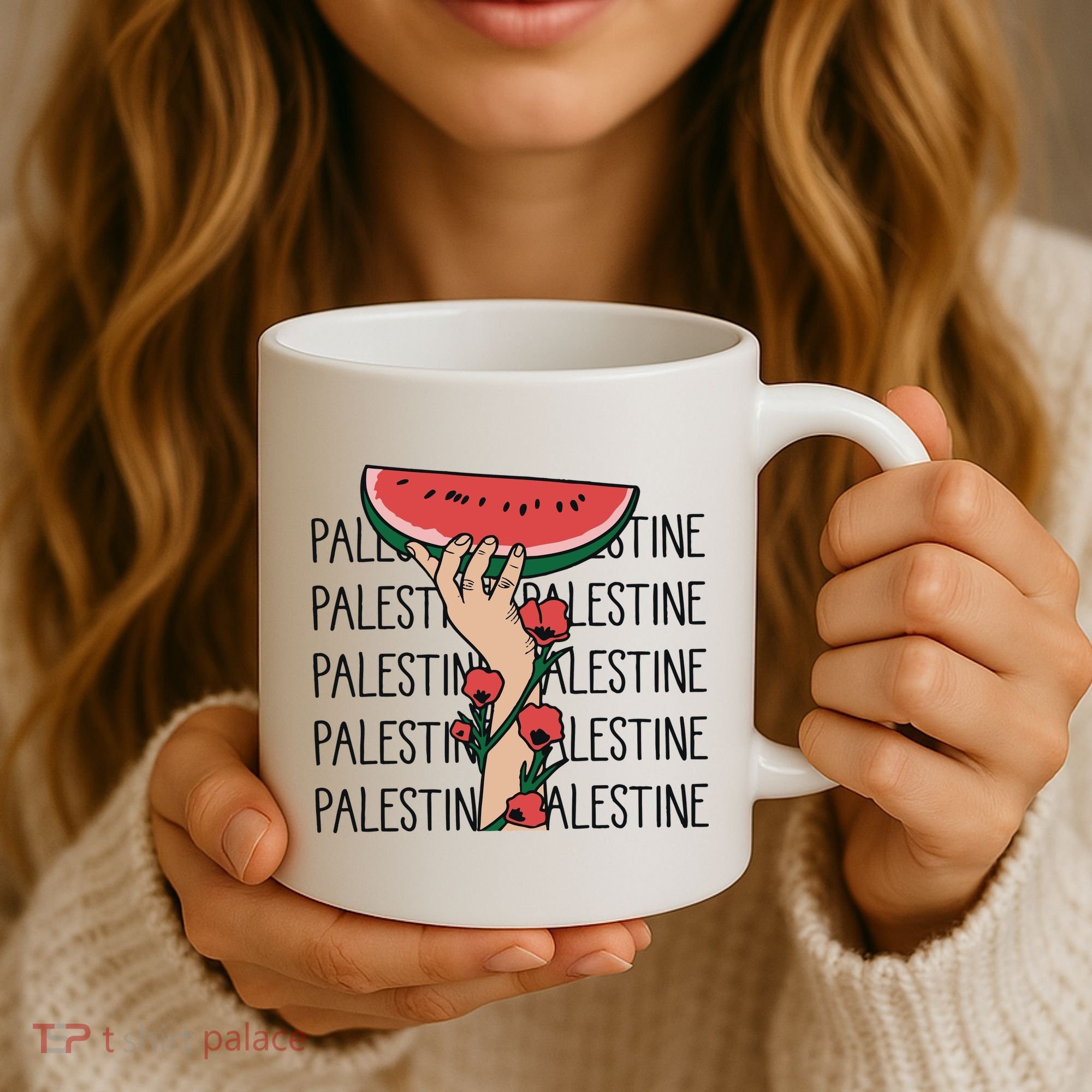 Floral Watermelon Palestine Watermelon Coffee Mug