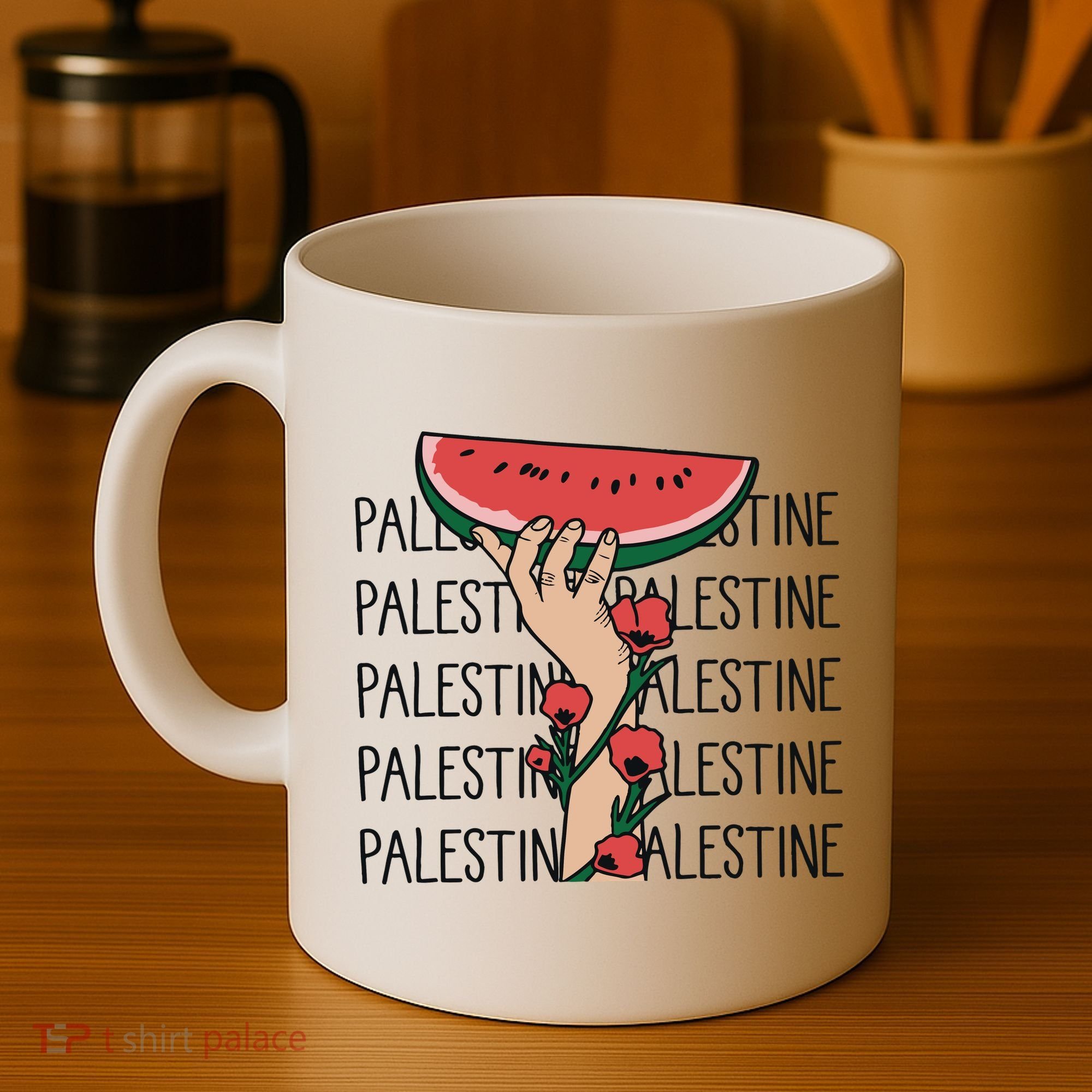 Floral Watermelon Palestine Watermelon Coffee Mug