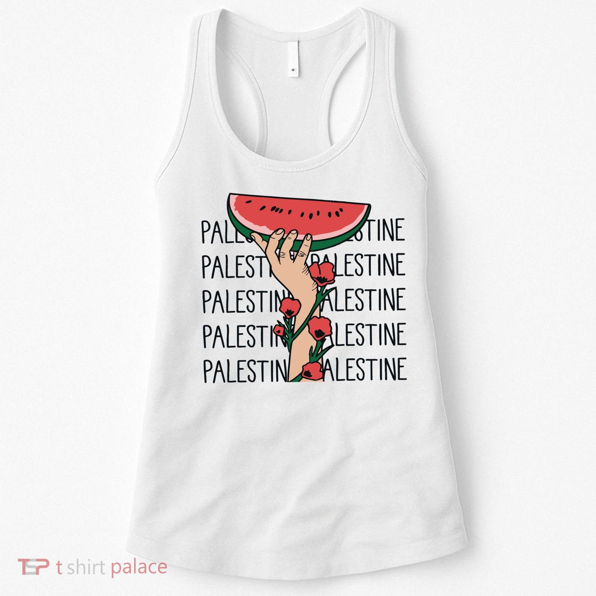 Floral Watermelon Palestine Watermelon Women's Tank Top
