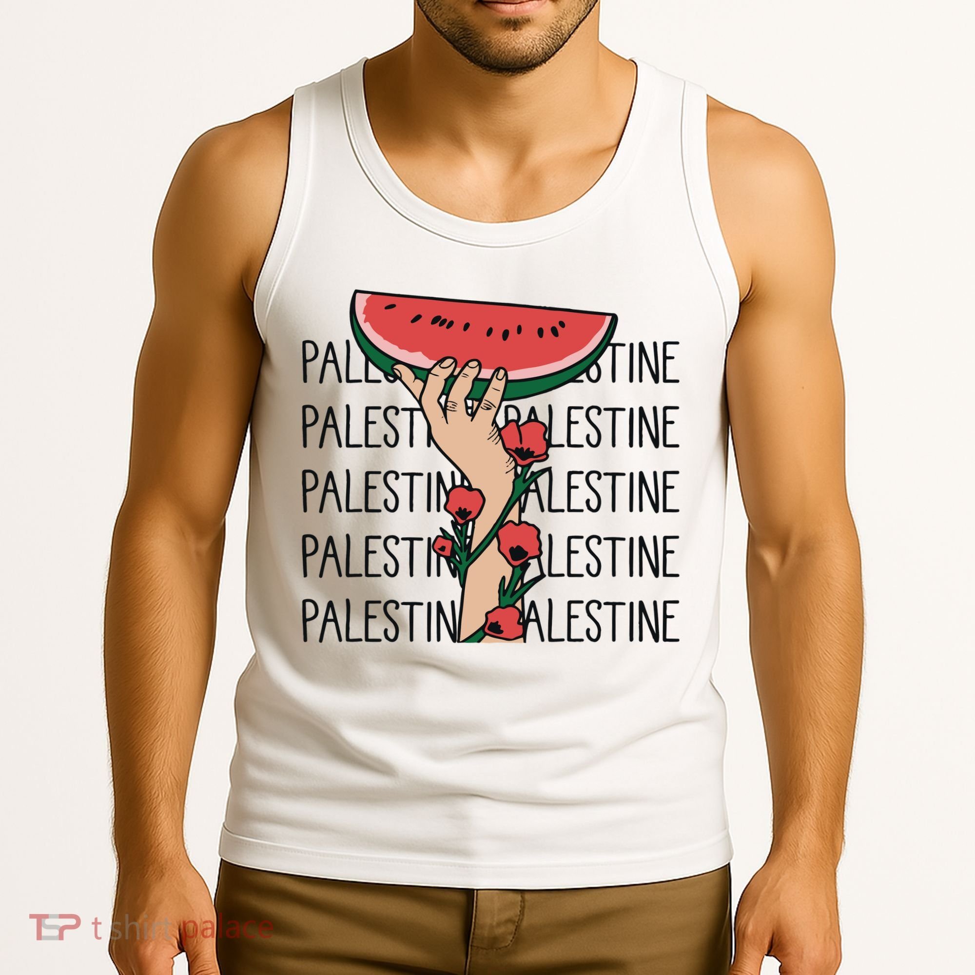 Floral Watermelon Palestine Watermelon Tank Top