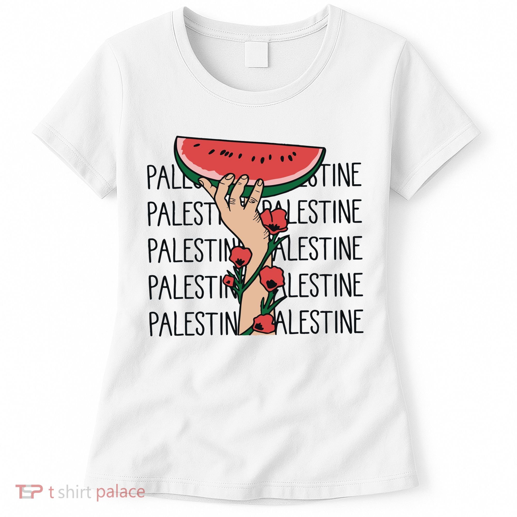 Floral Watermelon Palestine Watermelon Women's T-Shirt