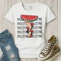 Floral Watermelon Palestine Watermelon Women's T-Shirt thumb 3