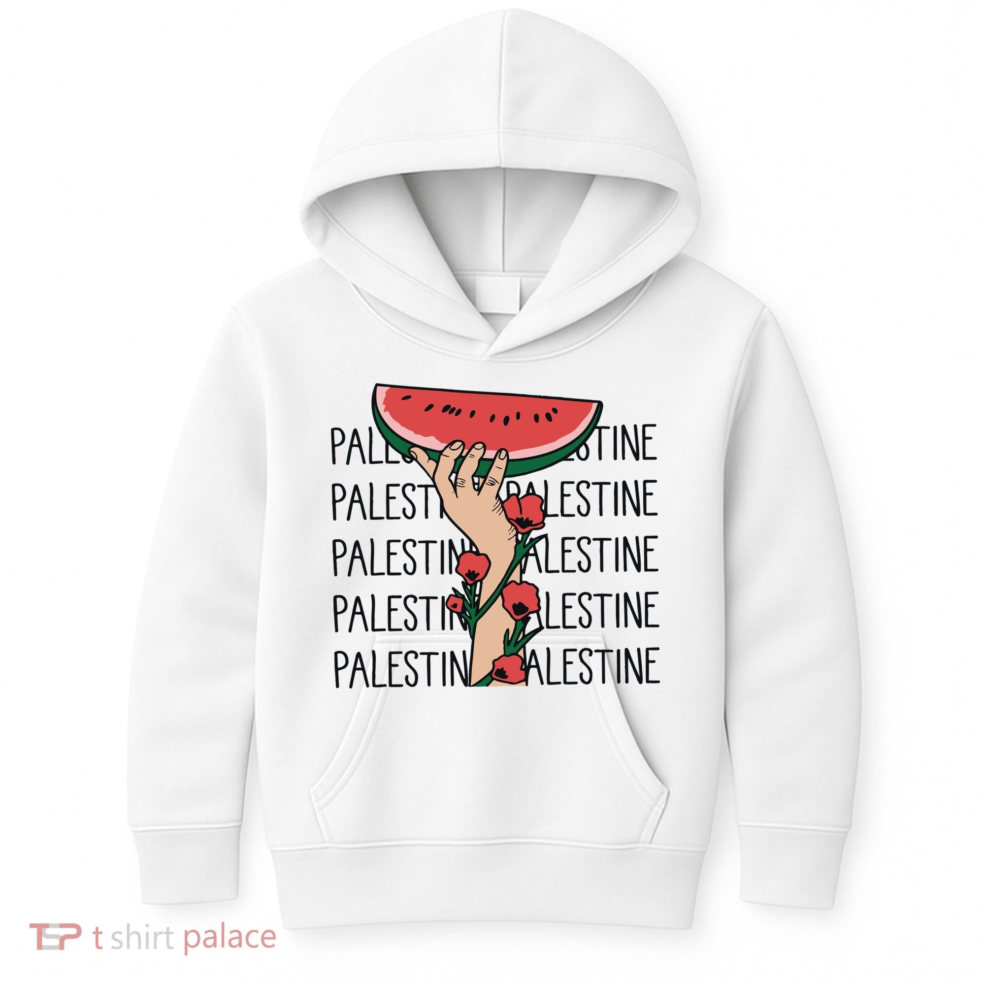 Floral Watermelon Palestine Watermelon Kids Hoodie