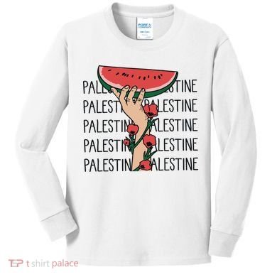 Floral Watermelon Palestine Watermelon Kids Long Sleeve Shirt