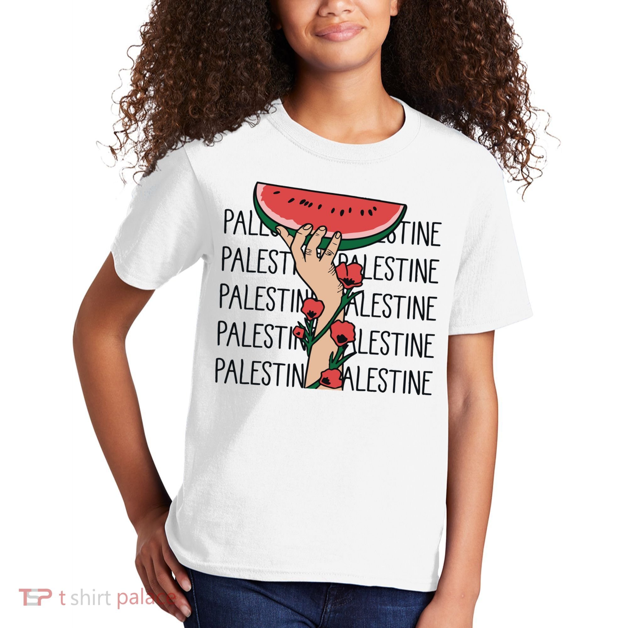 Floral Watermelon Palestine Watermelon Kids T-Shirt