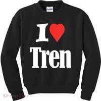 Funny Workout Quote, I Love Tren Design,Cool Bodybuilder Kids Sweatshirt thumb 0