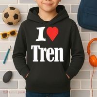 Funny Workout Quote, I Love Tren Design,Cool Bodybuilder Kids Hoodie thumb 2
