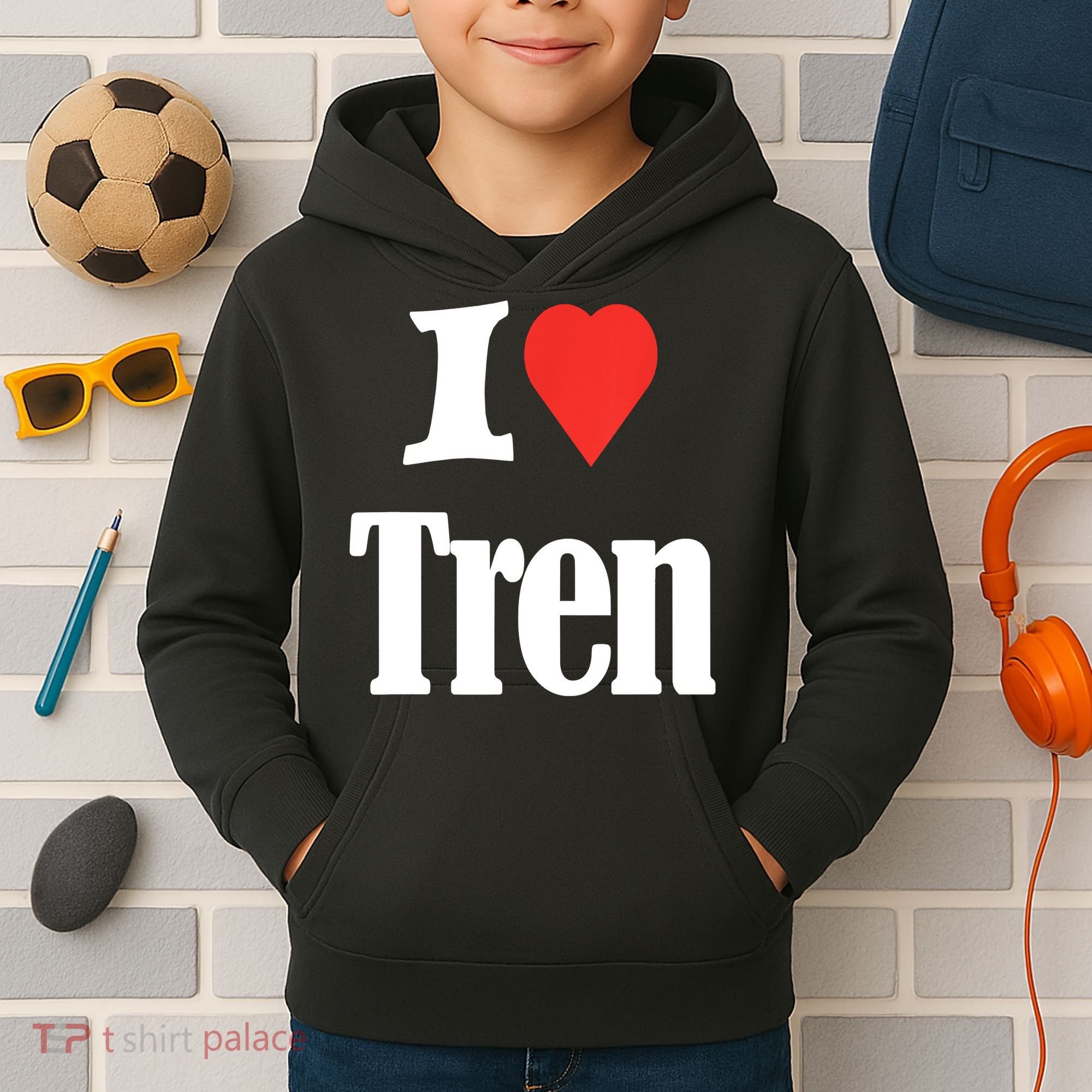 Funny Workout Quote, I Love Tren Design,Cool Bodybuilder Kids Hoodie